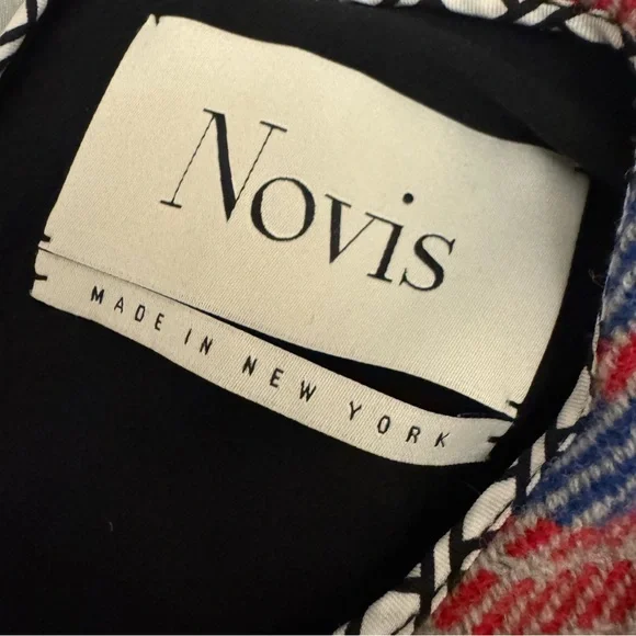 Novis NY The Jackson Womens Wool Red and Blue Plaid Open-Sided Crop Top Sz 10 - Picture 5 of 12